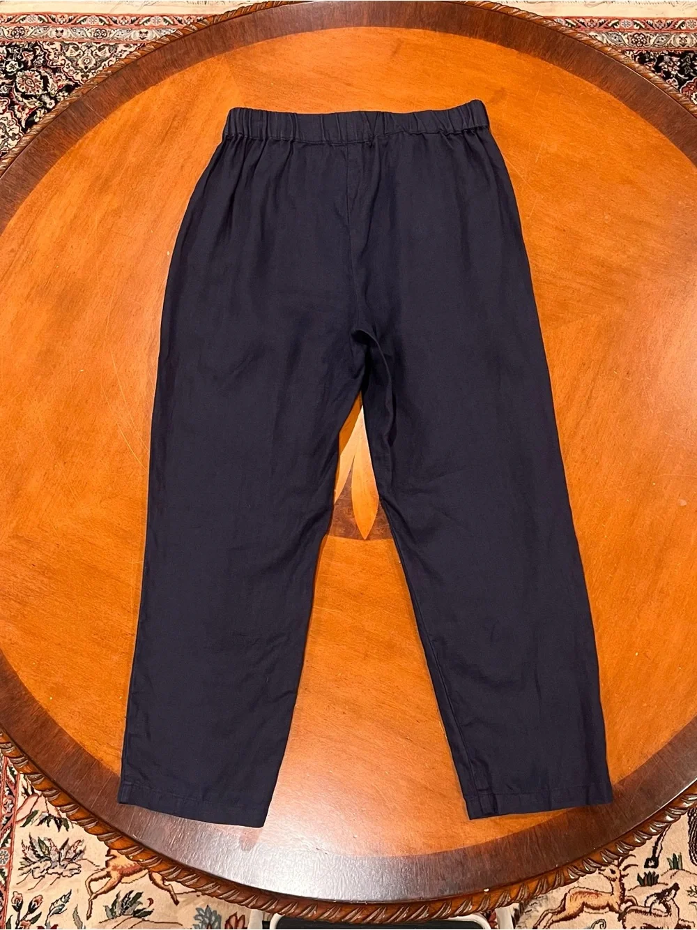 Quince Women’s 100% European Linen Flax Pull-On Pant Medium Navy Relaxed Fit